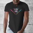 12th Birthday Baseball Ice Cream Drip 12 Years Old Boy Kids Men's V-Neck T-Shirt