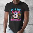 8th Birthday Baseball 8 Year Old Ice Cream Drip Boy Baseball Men's V-Neck T-Shirt