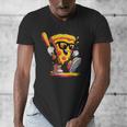Drippy Pizza Baseball Slice Cartoon Sports Food Men's V-Neck T-Shirt