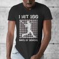 I Hit 100 Days Of School Baseball Player 100th Day Boys Kids Men's V-Neck T-Shirt
