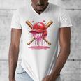 Boys Valentine Day Baseball Helmet Drip Ice-Cream Youth Kids Men's V-Neck T-Shirt