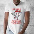 Hit Hard Run Fast Turn Left Baseball Player Premium Tri-Blend Men's V-Neck T-Shirt Hit Hard Run Fast Turn Left Baseball Player Premium Tri-Blend Men's V-Neck T-Shirt