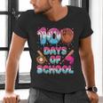 100 Days Of School Baseball Donut Dripping Teacher Boys Kids Men's V-Neck T-Shirt