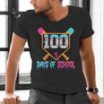 100 Days Of School Baseball Ice Cream Drip 100th Day School Men's V-Neck T-Shirt 100 Days Of School Baseball Ice Cream Drip 100th Day School Men's V-Neck T-Shirt