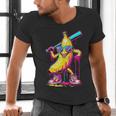 Banana With Baseball Bat Street Baseball Drip Men's V-Neck T-Shirt Banana With Baseball Bat Street Baseball Drip Men's V-Neck T-Shirt
