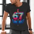 Baseball Bat Hands Drip 67 Six Seven Gen Alpha Slang Meme Men's V-Neck T-Shirt Baseball Bat Hands Drip 67 Six Seven Gen Alpha Slang Meme Men's V-Neck T-Shirt