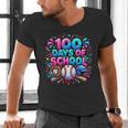 Baseball Ice Cream Drip 100 Days Of School Student Teacher Men's V-Neck T-Shirt Baseball Ice Cream Drip 100 Days Of School Student Teacher Men's V-Neck T-Shirt
