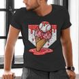 Baseball Ice Cream Drip Baseball Strawberry For Youth Red Men's V-Neck T-Shirt