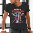 Eat Sleep Baseball Repeat Ice Cream Drip Crossed Bats Men's V-Neck T-Shirt Eat Sleep Baseball Repeat Ice Cream Drip Crossed Bats Men's V-Neck T-Shirt