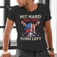 Hit Hard Run Fast Turn Left Baseball Cream Drip Crossed Bats Men's V-Neck T-Shirt