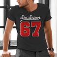 Number 67 Numbered Six Seven Baseball Jersey Style Team 67 Men's V-Neck T-Shirt