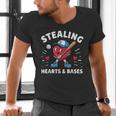 Valentines Day Baseball Stealing Hearts Bases Boys Kids Men Men's V-Neck T-Shirt Valentines Day Baseball Stealing Hearts Bases Boys Kids Men Men's V-Neck T-Shirt