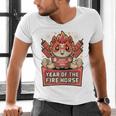 Chinese New Year 2026 Fire Horse Celebration Raglan Baseball Tee Men's V-Neck T-Shirt Chinese New Year 2026 Fire Horse Celebration Raglan Baseball Tee Men's V-Neck T-Shirt