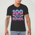 100 Days Of School Baseball Dripping Ice Cream 100th Day Men's V-Neck T-Shirt