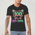100 Days Of School Baseball Ice Cream Drip 100th Day Player Men's V-Neck T-Shirt 100 Days Of School Baseball Ice Cream Drip 100th Day Player Men's V-Neck T-Shirt
