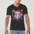 Baseball Christmas Santa Hat Baseball Christmas Drip Men's V-Neck T-Shirt Baseball Christmas Santa Hat Baseball Christmas Drip Men's V-Neck T-Shirt