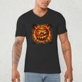 Baseball Drip Angry Lava Slime Ball Graphic Men's V-Neck T-Shirt Baseball Drip Angry Lava Slime Ball Graphic Men's V-Neck T-Shirt