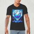 Baseball Drip Ice Cream Blue Glow Melt Ball Graphic Men's V-Neck T-Shirt Baseball Drip Ice Cream Blue Glow Melt Ball Graphic Men's V-Neck T-Shirt