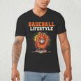 Baseball Lifestyle Ice Cream Drip Baseball Glove Crossed Bat Men's V-Neck T-Shirt Baseball Lifestyle Ice Cream Drip Baseball Glove Crossed Bat Men's V-Neck T-Shirt