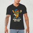 Boys Pizza Theme Baseball Home Hitter Men's V-Neck T-Shirt Boys Pizza Theme Baseball Home Hitter Men's V-Neck T-Shirt