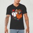 Cute Heart Baseball Basketball Football Valentine Boy Men Men's V-Neck T-Shirt Cute Heart Baseball Basketball Football Valentine Boy Men Men's V-Neck T-Shirt