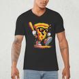 Drippy Pizza Baseball Slice Cartoon Sports Food Men's V-Neck T-Shirt