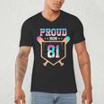 Proud Mom Baseball Player Number 81 Ice Cream Drip Men's V-Neck T-Shirt