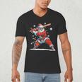Santa Playing Baseball Christmas Candy Cane Fun Xmas Holiday Men's V-Neck T-Shirt