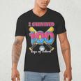 I Survived 100 Days Of School Baseball Cream Drip Boys Men's V-Neck T-Shirt