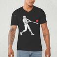 Valentines US Baseball Player Silhouette Heart Men's V-Neck T-Shirt Valentines US Baseball Player Silhouette Heart Men's V-Neck T-Shirt