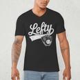 Vintage Baseball Tee Lefty Left Handed Baseball Player Men's V-Neck T-Shirt