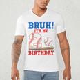 Bruh It's My 2nd Birthday Boy Baseball Themed Party Men's V-Neck T-Shirt Bruh It's My 2nd Birthday Boy Baseball Themed Party Men's V-Neck T-Shirt