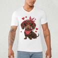 Dachshund Valentines Day Wiener Dog Lover Weenie Heart Raglan Baseball Tee Men's V-Neck T-Shirt Dachshund Valentines Day Wiener Dog Lover Weenie Heart Raglan Baseball Tee Men's V-Neck T-Shirt