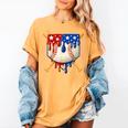 Baseball Drip American Flag Home Plate 4th Of July Patriotic Women's Comfort Colors T-Shirt Mustard Baseball Drip American Flag Home Plate 4th Of July Patriotic Women's Comfort Colors T-Shirt Mustard