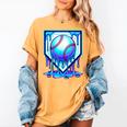 Baseball Drip Ice Cream Blue Glow Melt Ball Graphic Women's Comfort Colors T-Shirt Mustard Baseball Drip Ice Cream Blue Glow Melt Ball Graphic Women's Comfort Colors T-Shirt Mustard