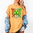 Baseball Drip Ice Cream St Patricks Day Shamrock Lucky Women's Comfort Colors T-Shirt Mustard Baseball Drip Ice Cream St Patricks Day Shamrock Lucky Women's Comfort Colors T-Shirt Mustard