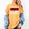 This Boy Runs On Jesus And Baseball Christian Baseball Women's Comfort Colors T-Shirt Mustard This Boy Runs On Jesus And Baseball Christian Baseball Women's Comfort Colors T-Shirt Mustard