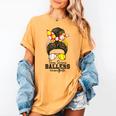 Busy Raising Ballers Softball Messy Bun Baseball Mom Women's Comfort Colors T-Shirt Mustard
