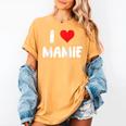 I Love Mamie Heart Grandma Grandmother Grandparent Raglan Baseball Tee Women's Comfort Colors T-Shirt Mustard