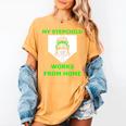 Messy Bun Baseball Mom My Stepchild Works From Home Women's Comfort Colors T-Shirt Mustard Messy Bun Baseball Mom My Stepchild Works From Home Women's Comfort Colors T-Shirt Mustard