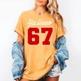 Number 67 Numbered Six Seven Baseball Jersey Style Team 67 Women's Comfort Colors T-Shirt Mustard Number 67 Numbered Six Seven Baseball Jersey Style Team 67 Women's Comfort Colors T-Shirt Mustard