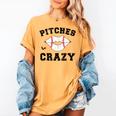 Pitches Be Crazy Baseball Moms Softball Players Hey Batter Women's Comfort Colors T-Shirt Mustard Pitches Be Crazy Baseball Moms Softball Players Hey Batter Women's Comfort Colors T-Shirt Mustard