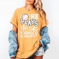 He Plays She Dances Mom Of Both Dancing And Baseball Mom Women's Comfort Colors T-Shirt Mustard