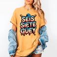 SEIS Siete Guey Baseball Drip Mexico Spanish 67 Slang Boys Women's Comfort Colors T-Shirt Mustard SEIS Siete Guey Baseball Drip Mexico Spanish 67 Slang Boys Women's Comfort Colors T-Shirt Mustard