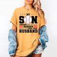 My Son Throws Harder Than Your Husband Baseball Mom Women's Comfort Colors T-Shirt Mustard