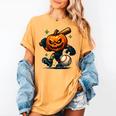 Spooky Halloween Scary Pumpkin Baseball Player Witchy Vibes Women's Comfort Colors T-Shirt Mustard Spooky Halloween Scary Pumpkin Baseball Player Witchy Vibes Women's Comfort Colors T-Shirt Mustard