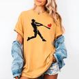 Valentines Day Baseball Batter Silhouette Heart Men Boys Kid Women's Comfort Colors T-Shirt Mustard
