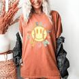 Groovy Retro Floral Happy Smiling Face Baseball Mom Women's Comfort Colors T-Shirt Yam Groovy Retro Floral Happy Smiling Face Baseball Mom Women's Comfort Colors T-Shirt Yam