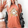Happy Baseball Mom Groovy Retro Floral Smiling Face Women's Comfort Colors T-Shirt Yam Happy Baseball Mom Groovy Retro Floral Smiling Face Women's Comfort Colors T-Shirt Yam