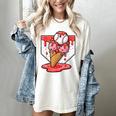 Baseball Ice Cream Drip Baseball Strawberry For Youth Red Women's Comfort Colors T-Shirt Ivory